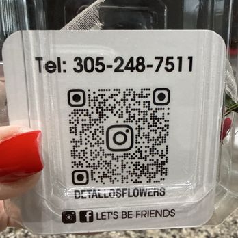 Detallos Flowers - Phone and QR code!  For all flowers and floral arrangements call Detallos. Ask for Lucy she's amazing - Floral Designers Near Me - Homestead, Florida