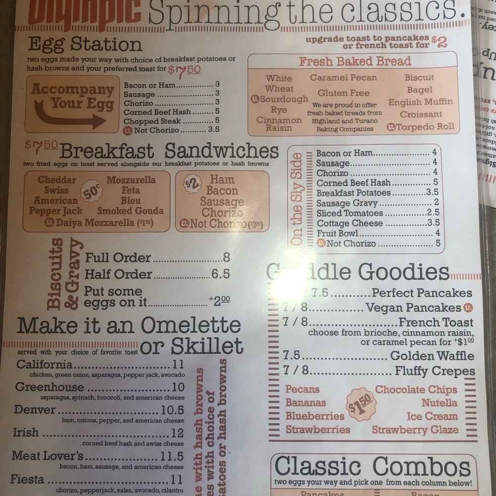 Cafe Olympic - Breakfast Menu - New American Near Me - Crystal Lake, Illinois