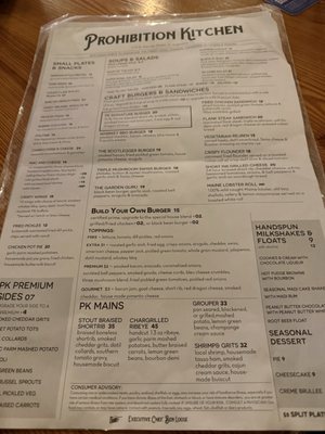 Menu photo 4 Prohibition Kitchen St. Augustine, FL