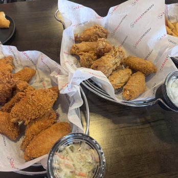 bb.q Chicken Brea - Left: spicy chicken  Right: original crispy chicken - Korean Near Me - Brea, California