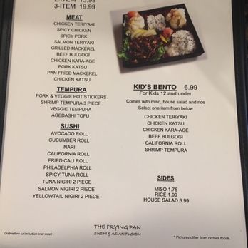 The Frying Pan - More of the new menu - Sushi Bars Near Me - Dixon, California