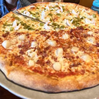 Simply Divine - Half clam and bacon and the other half is shrimp - Pizza Near Me - Falmouth, Massachusetts