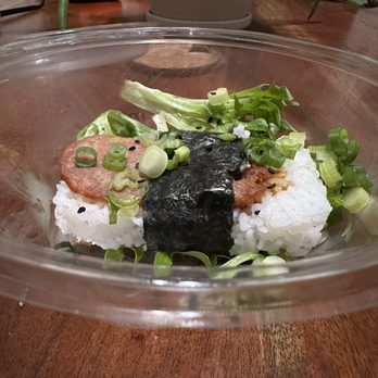 LemonShark Poke - BEHOLD, THE SADSUBI. Paper-thin spam slice on a disproportionately large block of rice. $2.95 as of Feb 2024. - Poke Near Me - New Orleans, Louisiana