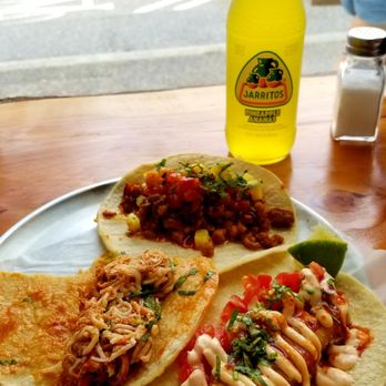 Maizal RMF - Pastor, Chicken Chipotle & Pescado - (I was so hungry I started on that half Taco then took this pic! LOL) - Mexican Near Me - Vancouver, British Columbia