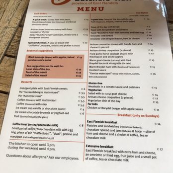 Groot Vleeshuis - English menu - Specialty Food Near Me - Gent, VOV
