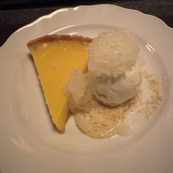Locanda Verde - Lemon tart with buttermilk gelato and lemon granita - Italian Near Me - New York, New York Locanda Verde - Lemon tart with buttermilk gelato and lemon granita - Italian Near Me - New York, New York