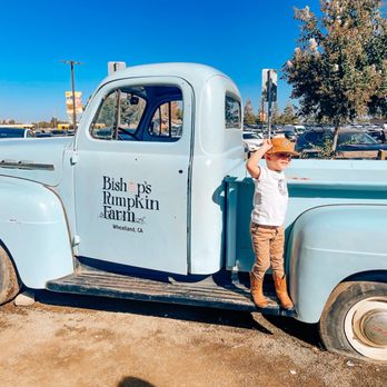Bishop's Pumpkin Farm - My precious grandson posing with an old fashion truck he loved it!!!! - Christmas Trees Near Me - Wheatland, California Bishop's Pumpkin Farm - My precious grandson posing with an old fashion truck he loved it!!!! - Christmas Trees Near Me - Wheatland, California