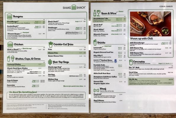 Menu photo 3 Shake Shack Coral Gables Coral Gables, FL