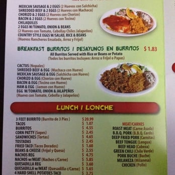 El Atacor No 9 - Inside left page of menu - breakfast and lunch - Mexican Near Me - Downey, California