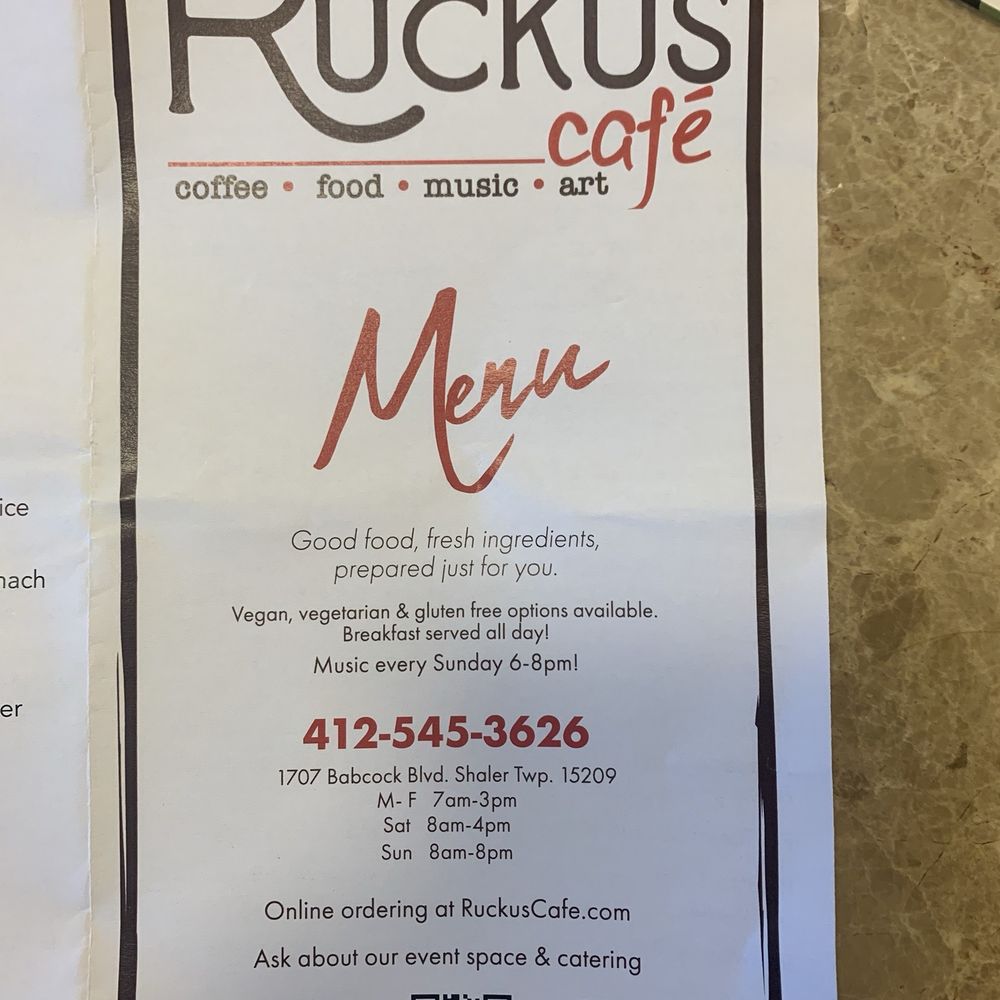 Ruckus Cafe - Menu - Cafes Near Me - Pittsburgh, Pennsylvania Ruckus Cafe - Menu - Cafes Near Me - Pittsburgh, Pennsylvania