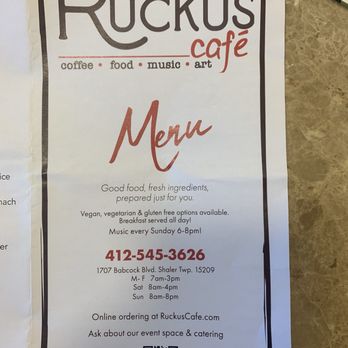 Ruckus Cafe - Menu - Cafes Near Me - Pittsburgh, Pennsylvania Ruckus Cafe - Menu - Cafes Near Me - Pittsburgh, Pennsylvania