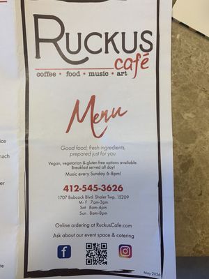 Menu photo 6 Ruckus Cafe Pittsburgh, PA Menu photo 6 Ruckus Cafe Pittsburgh, PA