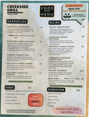 Menu photo 1 Creekside Grill Eminence, MO