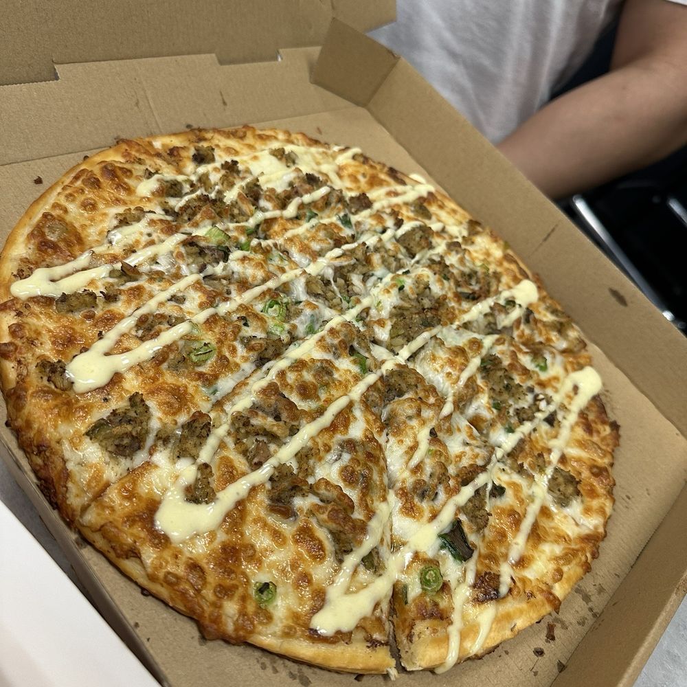 The Boudin Company - Spicy Boudin Pizza 12inch thin crust - Cajun/Creole Near Me - Rosenberg, Texas The Boudin Company - Spicy Boudin Pizza 12inch thin crust - Cajun/Creole Near Me - Rosenberg, Texas