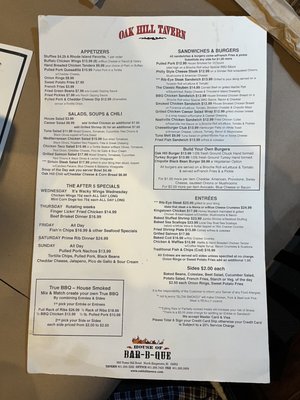 Menu photo 4 Oak Hill Tavern North Kingstown, RI Menu photo 4 Oak Hill Tavern North Kingstown, RI