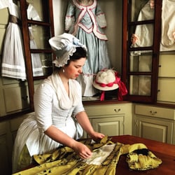Margaret Hunter Millinery - Abby showing off a period dress