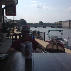 American Legion Dugout Bar - On the patio. Drinking beers and eating burgers.