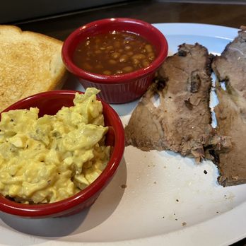 Magnolia Smokehouse Grill - Brisket plate with baked beans and tater salad. - Barbeque Near Me - Grenada, Mississippi Magnolia Smokehouse Grill - Brisket plate with baked beans and tater salad. - Barbeque Near Me - Grenada, Mississippi