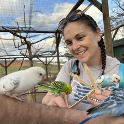 Atlanta Safari Park - Me & my sis hanging out with the parakeets