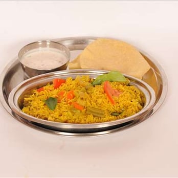 Dosa Place - Vegetable Biriyani- comes with papadum and yogurt/raita - Indian Near Me - Niagara Falls, New York