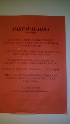 Menu photo 1 Pastapalabra Valencia, V Menu photo 1 Pastapalabra Valencia, V