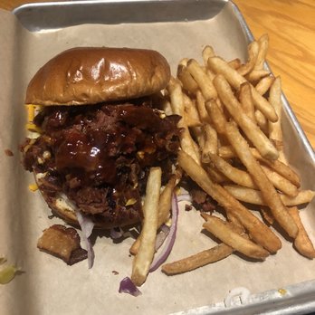 BJ's Restaurant & Brewhouse - Fully loaded burger with unlimited fries only in Wednesday's - Pizza Near Me - Brea, California