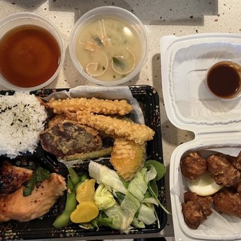 Bento & Curry - Combination Meals Shrimp and Vegetable Tempura and Misoyaki Salmon w/free 6 pc. chicken karaage - Japanese Curry Near Me - Pearl City, Hawaii