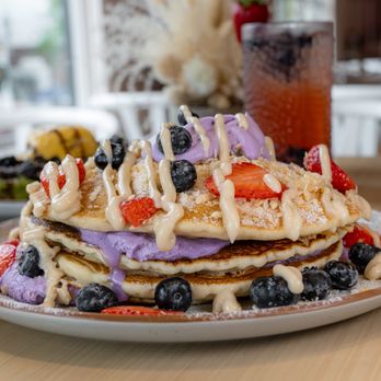 Breezy - Ube Pancake Stack - Breakfast & Brunch Near Me - San Juan Capistrano, California Breezy - Ube Pancake Stack - Breakfast & Brunch Near Me - San Juan Capistrano, California