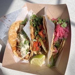 3 Taco Combo: Chicken Chipotle Taco - Mexican Bistec Taco - Pork Taco (from left to right) 3 Taco Combo: Chicken Chipotle Taco - Mexican Bistec Taco - Pork Taco (from left to right)