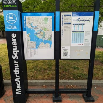 The Tide MacArthur Square Station - This is the Info Board and Vicinity Map for the station (eastbound). Photo taken April 28, 2026. - Train Stations Near Me - Norfolk, Virginia The Tide MacArthur Square Station - This is the Info Board and Vicinity Map for the station (eastbound). Photo taken April 28, 2026. - Train Stations Near Me - Norfolk, Virginia