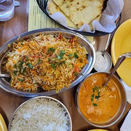 Panner makhani, Naan and vegetarian biryani Panner makhani, Naan and vegetarian biryani