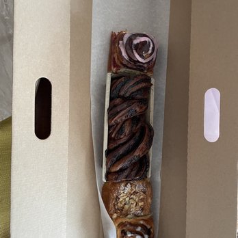 Bakey - Their sweet box which includes Chocolate Babka - loaf, Raspberry Babka, Apple Babka, and Almond Babka - Bakeries Near Me - Boston, Massachusetts