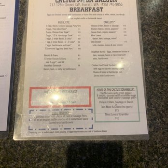 Cactus Moon Saloon - Breakfast menu - Sports Bars Near Me - Everett, Washington Cactus Moon Saloon - Breakfast menu - Sports Bars Near Me - Everett, Washington