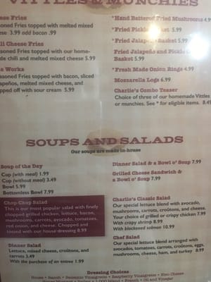 Menu photo 8 Charlie's Old Fashioned Kitchen Royse City, TX