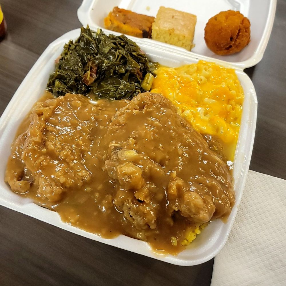 Soul Food Express - Smothered Pork Chop Plate - Soul Food Near Me - Jacksonville, Florida Soul Food Express - Smothered Pork Chop Plate - Soul Food Near Me - Jacksonville, Florida
