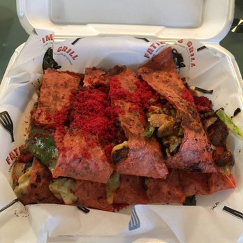 Fatima's Grill - 3 meat hot Cheetos quesadilla (chicken, shrimp, beef) - Mediterranean Near Me - Downey, California