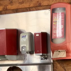 Hat Creek Burger Company - Hand washing station inside, great idea