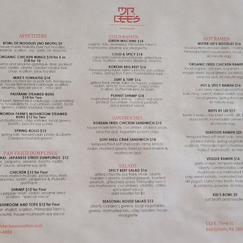 Mister Lee’s Noodles - Menu Side One June 2022. - Ramen Near Me - Bethlehem, Pennsylvania Mister Lee’s Noodles - Menu Side One June 2022. - Ramen Near Me - Bethlehem, Pennsylvania