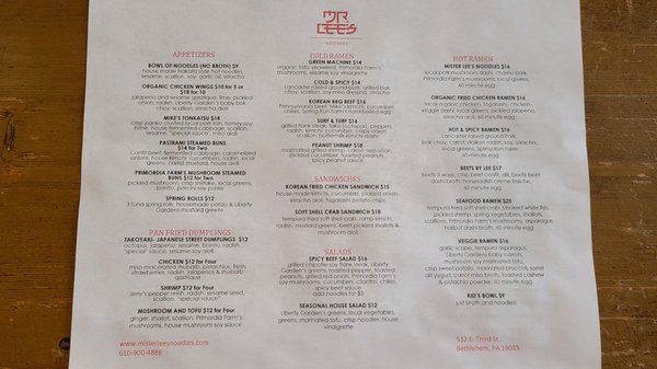 Menu photo 2 Mister Lee’s Noodles Bethlehem, PA Menu photo 2 Mister Lee’s Noodles Bethlehem, PA