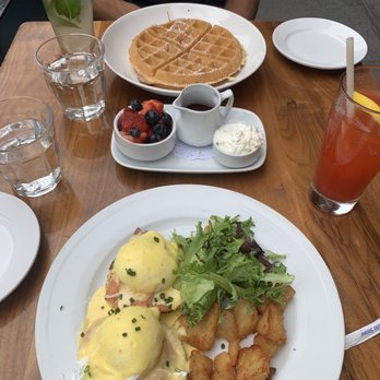 Nice Matin - Eggs benedict with Smoked Salmon, Vanilla Malt Waffle, FRESH MINT LEMONADE! - French Near Me - New York, New York Nice Matin - Eggs benedict with Smoked Salmon, Vanilla Malt Waffle, FRESH MINT LEMONADE! - French Near Me - New York, New York