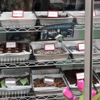 Train Town Candies & Ice Cream Parlor - Pans of Freshly Made Fudge displayed in their store window! - Candy Stores Near Me - Jackson, California Train Town Candies & Ice Cream Parlor - Pans of Freshly Made Fudge displayed in their store window! - Candy Stores Near Me - Jackson, California