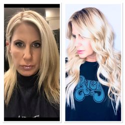 Hair By Mandi - Before and after weft sew-in extensions