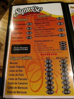Menu photo 6 Sun Rise Cafe Weslaco, TX