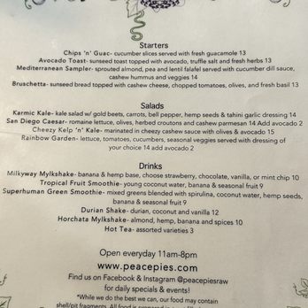 Peace Pies - Menu December 2024 - Vegan Near Me - Encinitas, California Peace Pies - Menu December 2024 - Vegan Near Me - Encinitas, California
