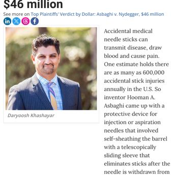 Khashayar Law Group - To read the full article follow the link : https://www.dailyjournal.com/article/296440-top-plaintiffs-verdict-by-dollar-asbaghi-v-nydegger-4 - Business Law Near Me - San Diego, California Khashayar Law Group - To read the full article follow the link : https://www.dailyjournal.com/article/296440-top-plaintiffs-verdict-by-dollar-asbaghi-v-nydegger-4 - Business Law Near Me - San Diego, California