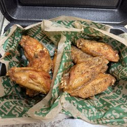 Hot honey on the left and lemon pepper on the right.