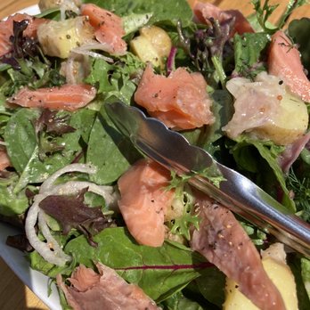 Norman Hardie - Smoked trout salad (4/5) - soft potatoes, tasty onions, and of course the DELICIOUS smoked trout. Too much Olive oil dressing though - Beer, Wine & Spirits Near Me - Wellington, Ontario Norman Hardie - Smoked trout salad (4/5) - soft potatoes, tasty onions, and of course the DELICIOUS smoked trout. Too much Olive oil dressing though - Beer, Wine & Spirits Near Me - Wellington, Ontario