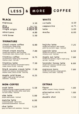 Menu photo 1 Less & More Coffee Portland, OR