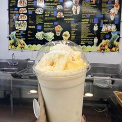 Coconut & pineapple raspado with lechera