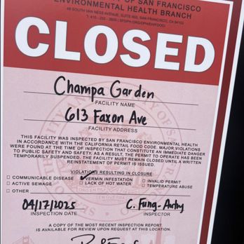 Champa Garden - Closed for vermin infestation. - Laotian Near Me - San Francisco, California Champa Garden - Closed for vermin infestation. - Laotian Near Me - San Francisco, California